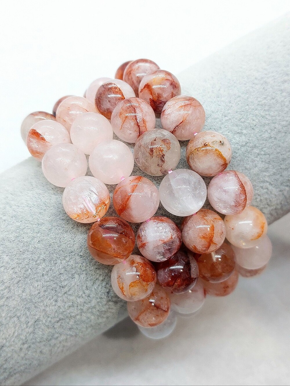 10mm Fire Rose "Hematoid" Quartz Bracelets